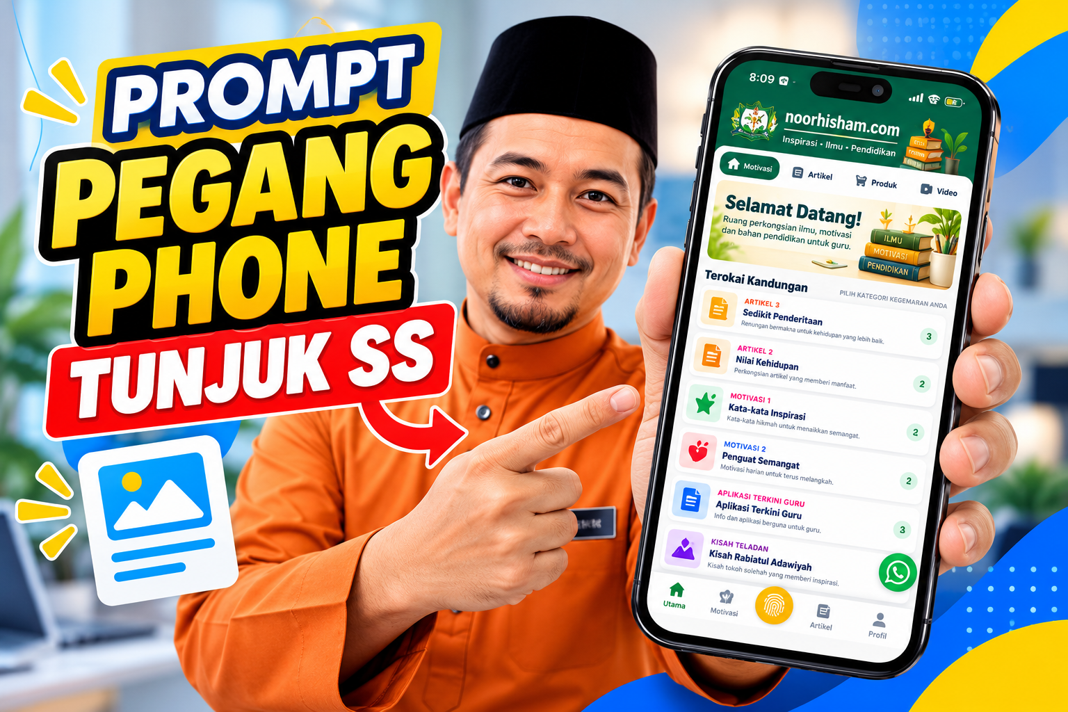 Prompt Orang Pegang Phone Tunjuk SS